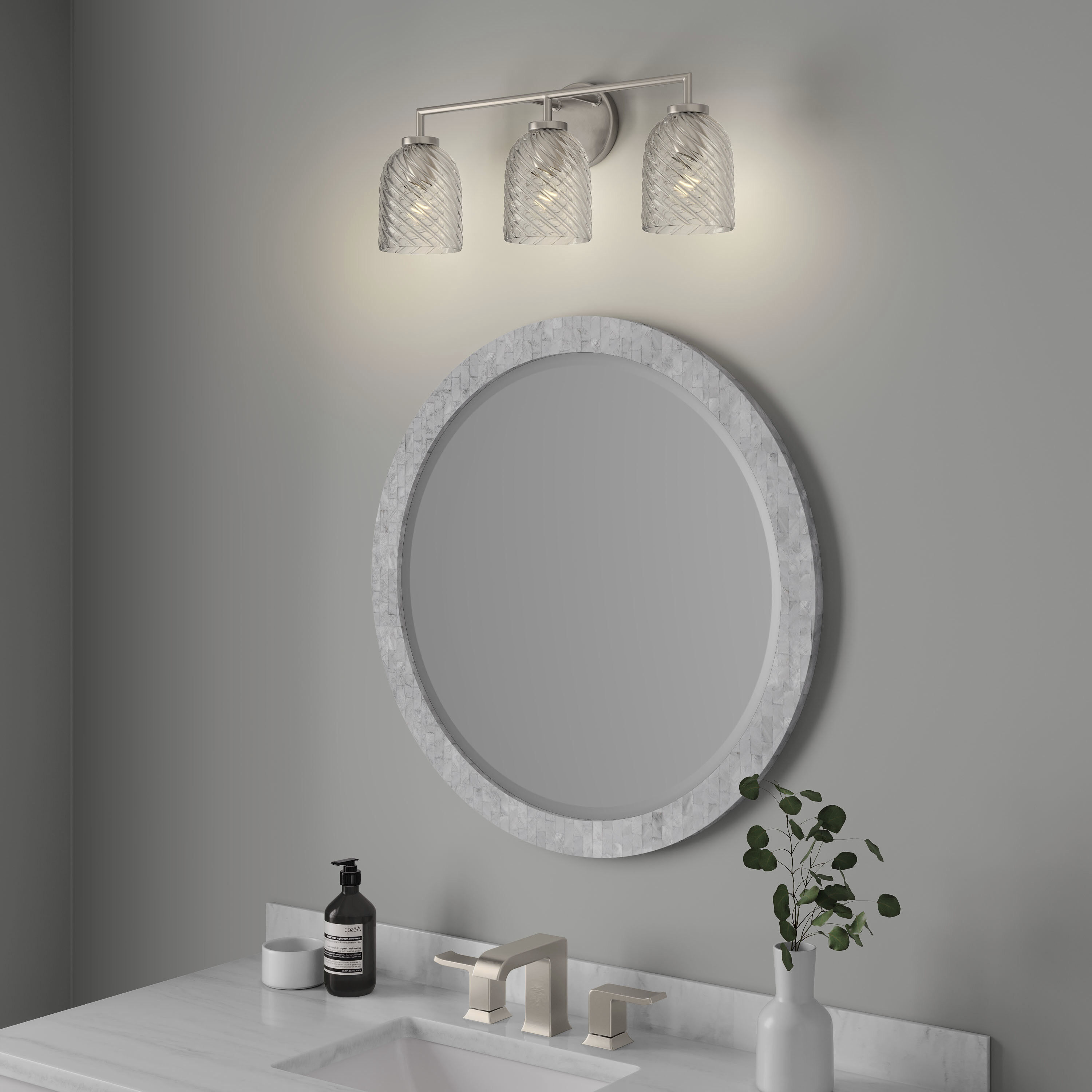 Catania 3 Light 22.8 inch Brushed Nickel Bathroom Vanity Light Wall Light